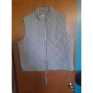 NWT Goodfellow & Co Tan Quilted Polyester Puffer Vest Snap Pocket Mens XLarge